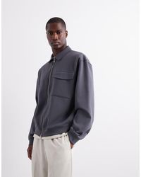 ASOS - Oversized Shacket Van Premium 400Gsm Zware Jersey Met Ritssluiting - Lyst