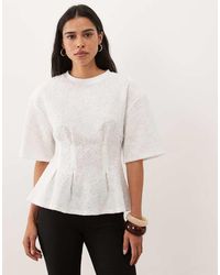 ASOS - Floral Jacquard Pleated Waist T-shirt - Lyst