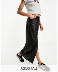 ASOS - Asos Design Tall Faux Leather Maxi Skirt With Front Split - Lyst