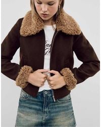 Stradivarius - Jacket With Faux Fur Detail - Lyst