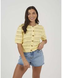 Brave Soul - Short Sleeve Pointelle Knit Crew Neck Cardigan - Lyst