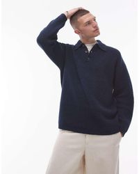 TOPMAN - Relaxed Fit Compact Knit Polo Jumper - Lyst