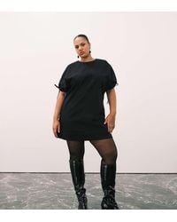 ASOS - Asos Design Curve Crew Neck Mini Dress With Tie Sleeve Detail - Lyst