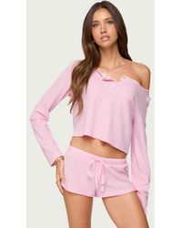 Edikted - Teddy Cropped Waffle Top - Lyst