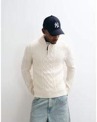 GANT - Pullover aus wollmix mit zopfmuster und viertelreißverschluss - Lyst