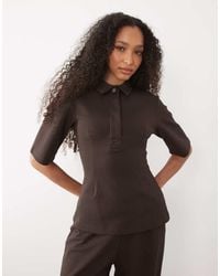 ASOS - Interlock Cinched Waist Peplum Hem Shirt Co-ord - Lyst