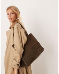 Mango - – strukturierte tragetasche aus wildleder - Lyst