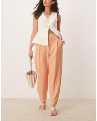 ASOS - Pantalones De Sastre Naranja De Corte Barrel Con Detalle De Trabillas De Tejido Texturizado De - Lyst