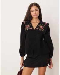 Nobody's Child - Eloise Cord Embroidered Collar Smock Blouse - Lyst