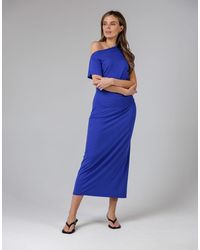 French Connection - Ruched Boat Neck Short Sleeve Midi Dress - Lyst