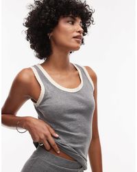 TOPSHOP - Contrast Frill Edge Scoop Vest - Lyst