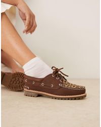 Timberland - – noreen – bootsschuhe mit leopardenmuster, ponyfell-finish und drei ösen - Lyst
