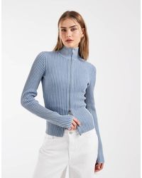 & Other Stories - Ribbed Full Zip Funnel Neck Cardigan - Lyst