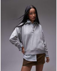 TOPSHOP - Oversized Polo Sweatshirt - Lyst