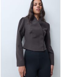 ASOS - Tailored Cinch Waist Wrap Blazer-brown - Lyst