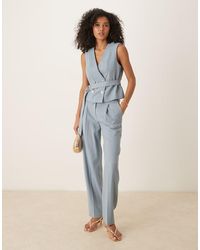 ASOS - Elegante Broek Met Rechte Pijpen En Gouden Knoop - Lyst