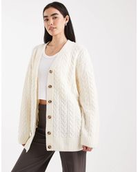 Miss Selfridge - Oversized Longline Cable Cardigan - Lyst
