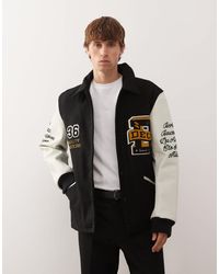 Deus Ex Machina - Sourmug - veste style coach universitaire à patchs brodés - noir et blanc - Lyst