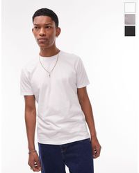 TOPMAN - Confezione da 3 t-shirt classiche nera, bianca e grigio chiaro - Lyst