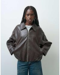 ONLY - Faux Leather Bomber Jacket - Lyst