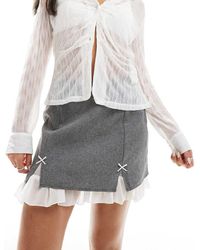 Miss Selfridge - Bow Detail Double Layer Mini Skirt - Lyst