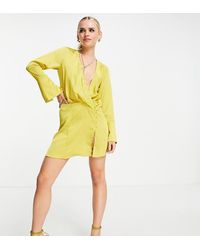 ASOS - Asos Design Petite Bias Cut Drape Mini Dress With Button Detail - Lyst