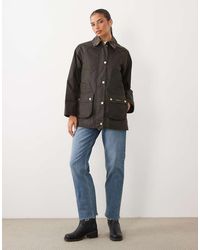 Barbour - Icons Beadnell Wax Jacket With Contrast Tartan Check Collar - Lyst