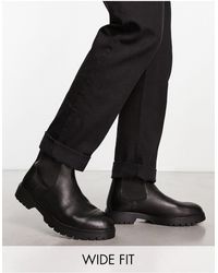 Red Tape - Wide fit – niedrige ankle-boots aus schwarzem leder mit dicker sohle, weite passform - Lyst