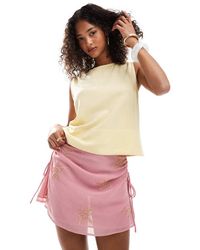 ASOS - Camiseta Amarillo Pastel Sin Mangas Con Diseño Cómodo De Mezcla De Lino De - Lyst