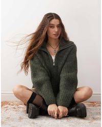 Weekday - Bea Wool Blend Zip Through Cardigan - Lyst