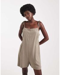 Miss Selfridge - Linen Blend Tie Shoulder Playsuit - Lyst