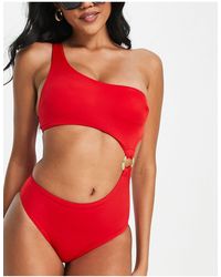 DORINA Albori Assymetric One Shoulder Swimsuit - Red