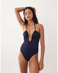 GOOD AMERICAN - Matte Leilani Plunging One Piece Swimsuit - Lyst