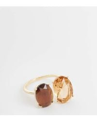 ASOS - Asos Design Curve Ring With Double Amber Stone-Setting - Lyst
