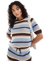 ASOS - Crochet Knit Boxy T-shirt Co-ord - Lyst