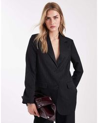 ONLY - Americana Negra Extragrande De Botonadura Simple Con Raya Diplomática De (Parte De Un Conjunto) - Lyst