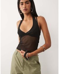 ASOS - Sheer Mesh Halterneck Top - Lyst