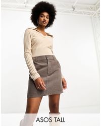 ASOS - Asos design tall - mini-jupe trapèze en velours côtelé avec poches - taupe - Lyst