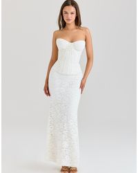 House Of Cb - Solaine Ivory Lace Corset Maxi Dress - Lyst