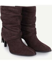 OFF THE HOOK - Aurora Suede Slouchy Stiletto Heel Ankle Boots With Tassel Detail - Lyst