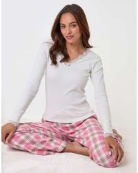 Threadbare - Petite Cotton Top & Flannel Trousers Pyjama Set - Lyst
