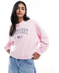 Hollister - Sweatshirt Met Ronde Hals En Print Op De Voorkant - Lyst