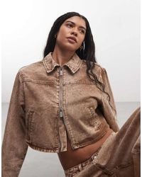 Liquor N Poker - Boxy Double Zip Denim Jacket Co-Ord - Lyst