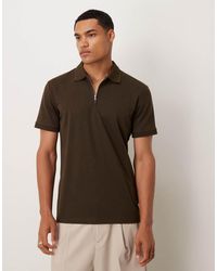SELECTED - Half Zip Polo Shirt - Lyst