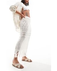 Miss Selfridge - Beach Crochet Fringe Detail Maxi Skirt - Lyst