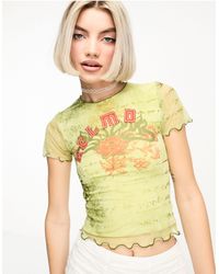 Reclaimed (vintage) - T-shirt rétréci en tulle imprimé effet superposé - Lyst