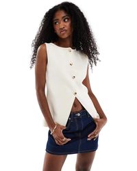 ASOS - Knitted Button Front Waistcoat With Gold Buttons - Lyst