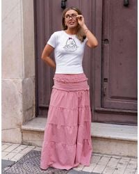 Daisy Street - X Molly Mcfarlane Boho Tie Ruffle Maxi Skirt - Lyst