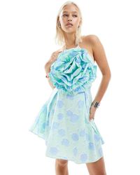 Glamorous - Halter Neck Mini Dress With Oversized Flower Front - Lyst