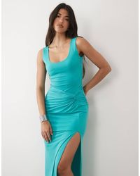 TFNC London - Slinky Scoop Neck Knot Detail Split Maxi Dress - Lyst